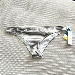 Roxy Black and White Striped Bikini Bottom